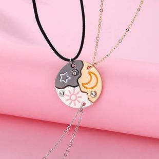 3Pcs/set Sun Moon Star Pendant Necklace for Girl Kids Friend