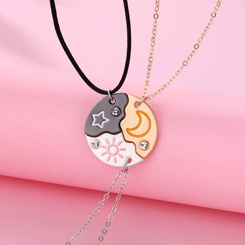 3Pcs/set Sun Moon Star Pendant Necklace for Girl Kids Friend