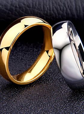 Simple 6mm Titanium Ring Women Men Prevent Allergy High Poli