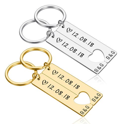 Customized Couples Keychain Boyfriend Girlfriend Keyring Hus
