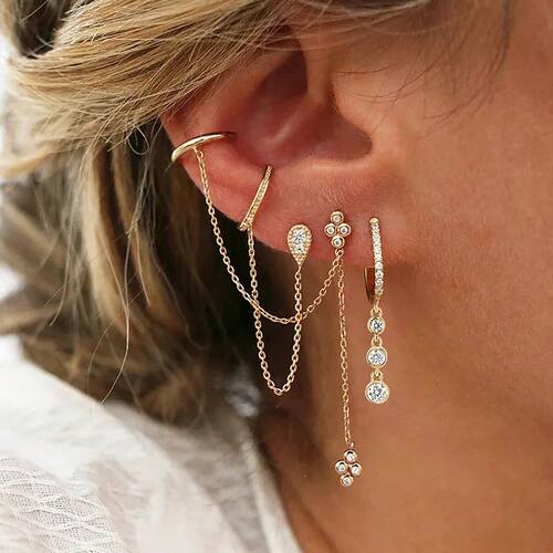 Stainless Steel Gold Color Chain Dangle Drop Earrings for Wo