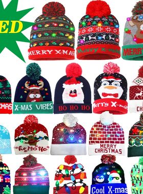 LED Christmas Hat Beanie Light Up Illuminate Warm Hat 48 Pat
