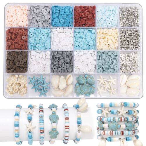 1 Box Clay Beads Bracelet Making Kit, Polymer Heishi Preppy