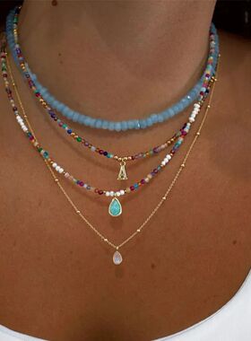Vintage Color Bead Pearl Artificial Pearl Letter Pendant Cha
