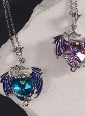 ExquisiteColor Dragon Pendant Necklace For Women Blue Purple