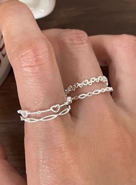 925 Sterling Silve Love Heart Hollowed Out Ring For Women Gi