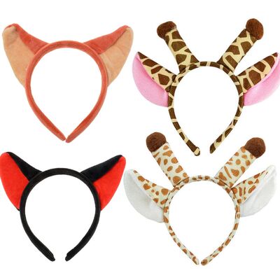 Cartoon Anime Headpiece Fluffy Plush Giraffe Ears Headband F