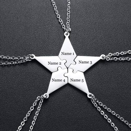 5 PCS/Set BFF Puzzle Pendant Necklace for Best Friends Siste