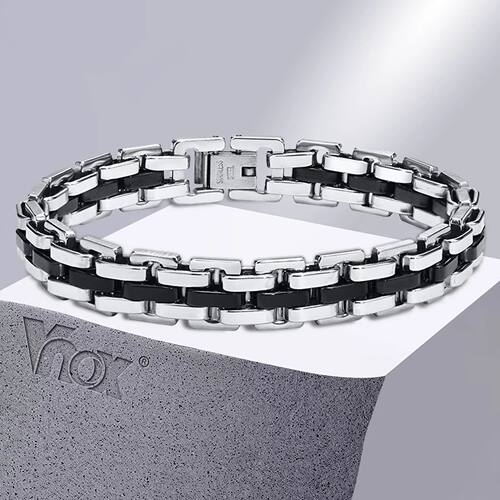 Vnox Stylish Strap Chain Bracelets for Men Boys Gift Jewelry