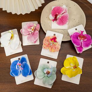 Artificial Orchid Flower Butterfly Hair Clips for Woman Girl