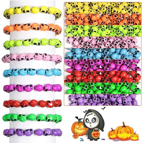 20pcs Colorful Halloween Skull Beads Acrylic Charm Bead Skel
