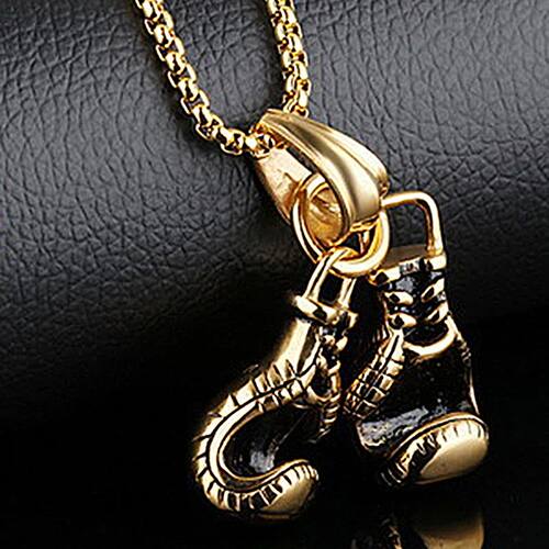 Vintage Boxing Gloves Pendant Necklace For Men Punk Hip Hop