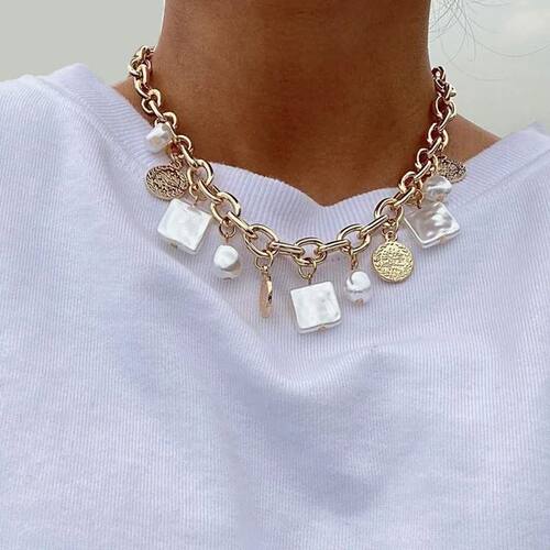 Elegant Jewelry Imitation Irregular pearl Pendant Necklace B