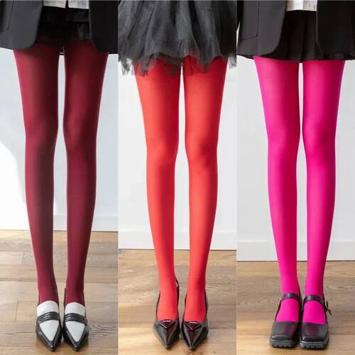 17 Colors Women's Sexy Pure Color Tights Retro Stockings Chr