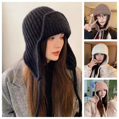 Winter Warm Knitted Hat Women  Earflap Beanie Super Soft Thi