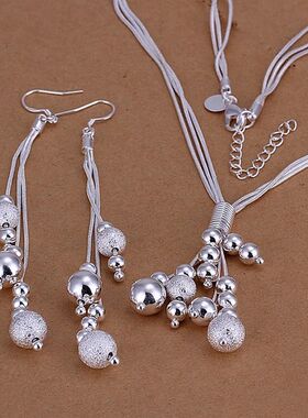 Silver color necklace Earrings fashion jewelry set Christmas