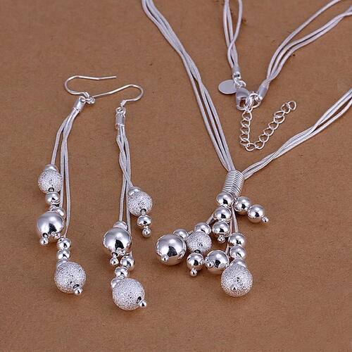 Silver color necklace Earrings fashion jewelry set Christmas