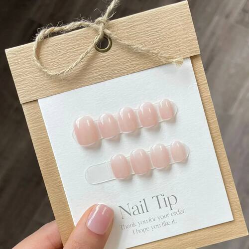 10Pcs Pure Color Handmade Short False Nail with Glue Press O