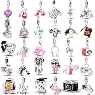 925 Silver Campus Guitar Music Book Charms Fit Original Char
