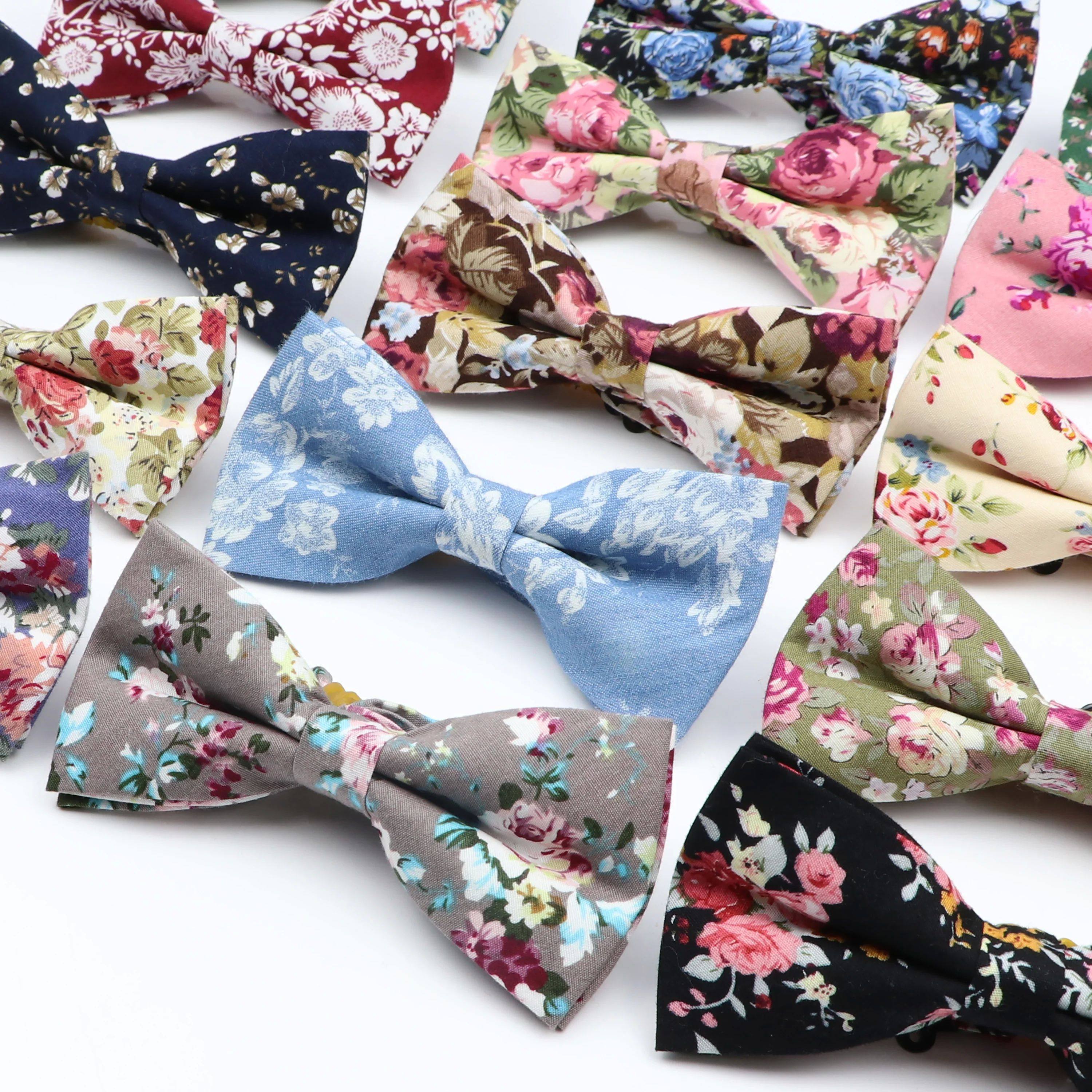 New Colorful Floral Bow TiesCotton Print Bowtie Neckties For