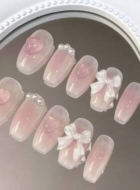 Cute Pink Sweet Princess Removable Handmade Wear Nail ArtVit
