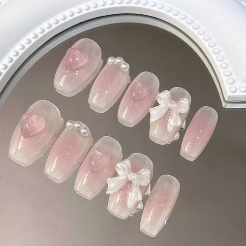 Cute Pink Sweet Princess Removable Handmade Wear Nail ArtVit