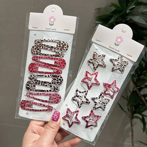 8pcs/set Leopard Print Hair Clips for Women Girls Vintage Ge