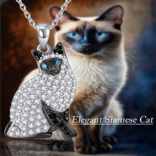 Creative Cute Blue-eyed Siamese Cat Pendant Necklace for Wom