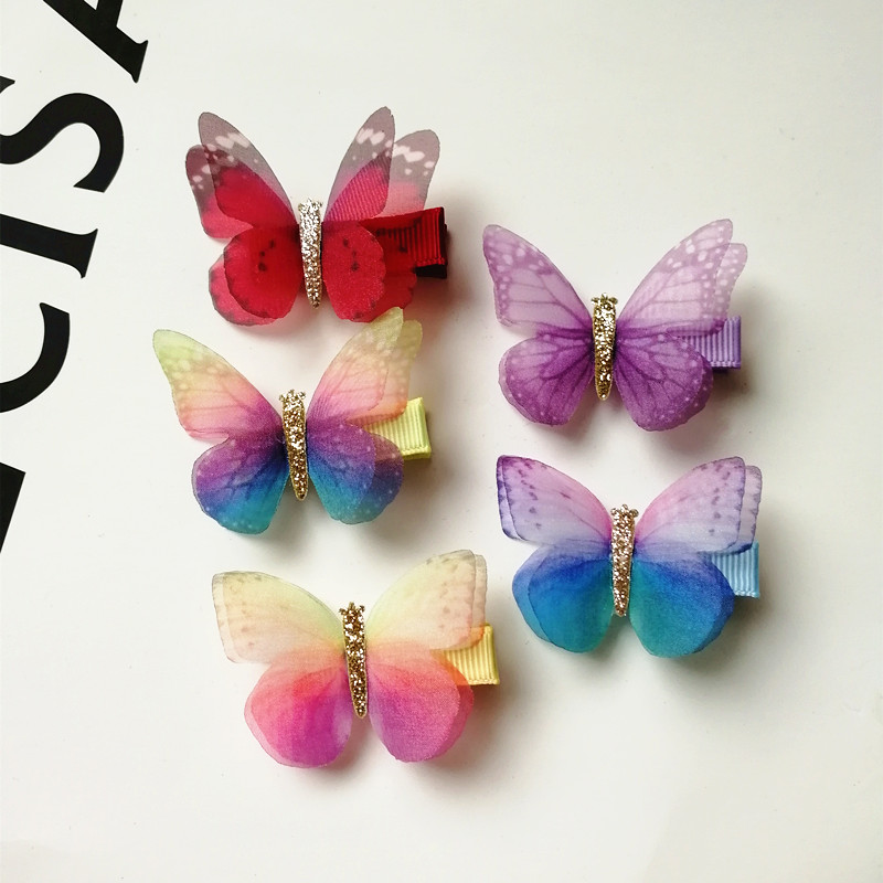 3/5PCS Butterfly Hair Clips For Women Kids Girls Accessories