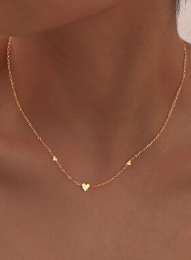 316L Stainless Steel Mini Heart Clavicle Chain Choker Neckla