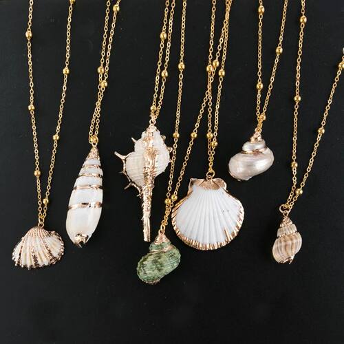 Bohemia Conch Shells Necklace Sea Beach Pendant Necklace For