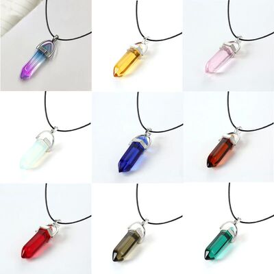 Hexagonal Column Quartz Necklaces Turquoises Pink Crystal Pe