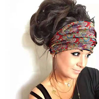 Wide Turban Headband Women Summer Boho Hair Bands Headband E