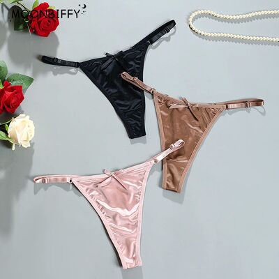 Sexy Satin Girls G-Strings Pants Comfort Low Rise Bow Briefs