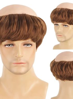 Shaved Monk synthetic Wig with Brown and Silvery Braids - Ad