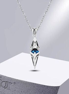 Vnox Stylish Blue Stone Necklaces for Men, Stainless Steel C