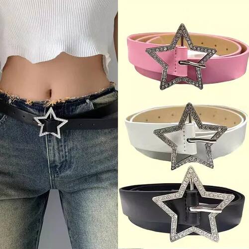 Kawaii Pink Y2k Star Belt for Women Jeans Buckle Adjustable