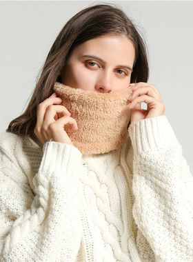 Cashmere Warm Collor Ring Winter Scarf Solid Plush Thick Out