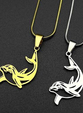 Jumping Dolphins Figure Chain For Women Men Stainless Steel