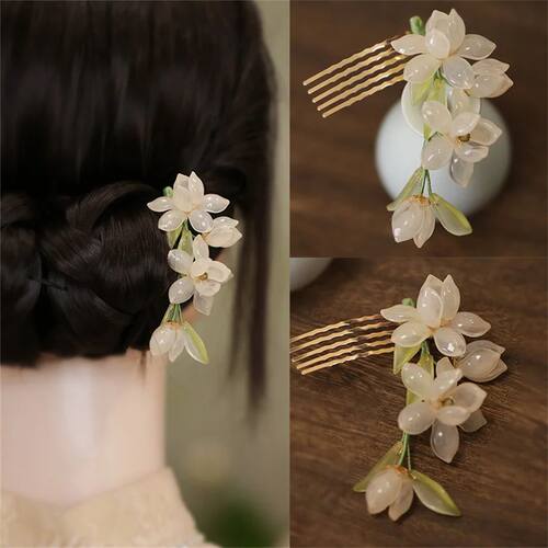 Floral Hair Comb Chinese Hanfu Hair Accessories For Women Gr