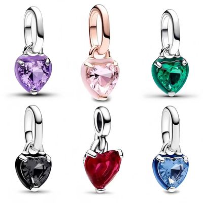 Romantic 925 Sterling Silver Purple Green Pink Chakra Heart