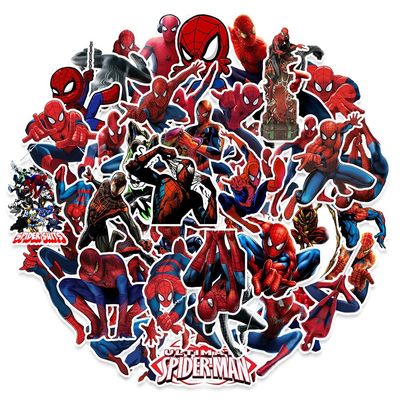 50pcs Cartoon Cool  SpiderMan Stickers DIY Skateboard Fridge
