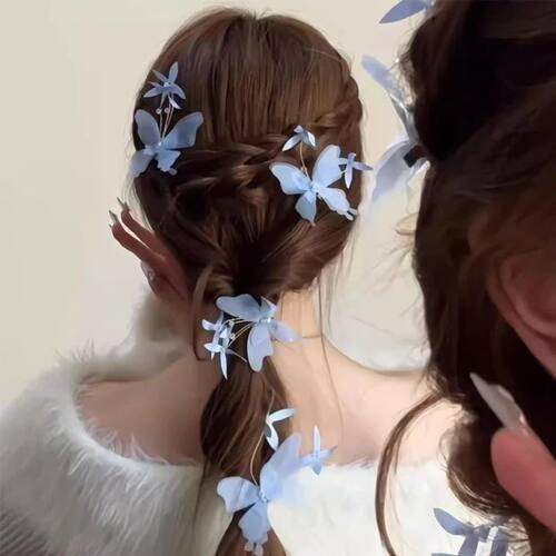 2/6 Pcs Women's Hair Clips Set Korean Mesh Butterfly Sweet K