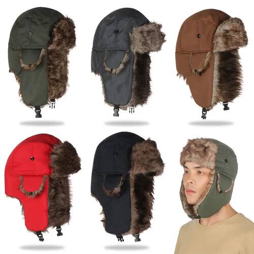 Men Women Fur Earflap Winter Cap Russian Ushanka Winter Hats