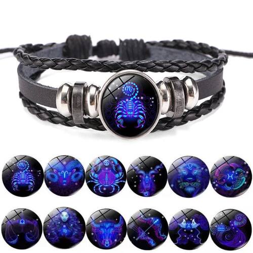12 Constellation Zodiac Sign Charm Luminous Bracelets Men Wo