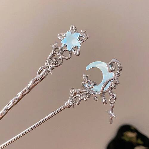 Romantic Moonstone Star Moon Hair Stick Metal Branch Hairpin