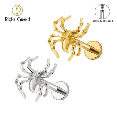 Right Grand ASTM F136 Titanium Spider Labret Lip Ring Tragus