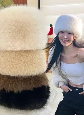 New Fluffy Fur Women's Winter Hat Winter Snow Ski Cap Female