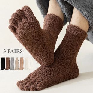 3 Pairs Coral Fleece Socks Women Thick Warm Winter Toe Socks