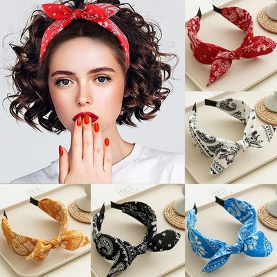 Fashion Paisley Bandana Headband For Women Top Knotted Bow H